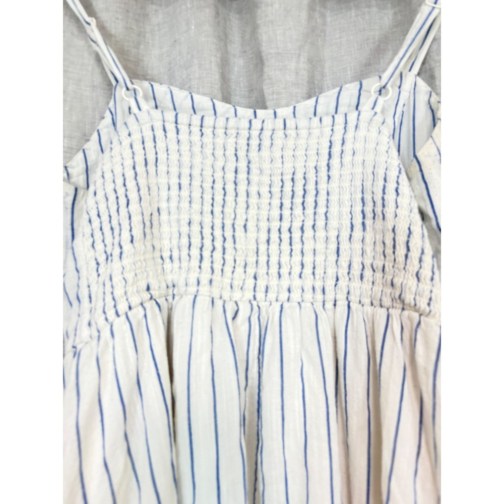 Old Navy Womens Blue White Striped Smocked Back Ruffle Mini Dress Size M - Picture 3 of 8